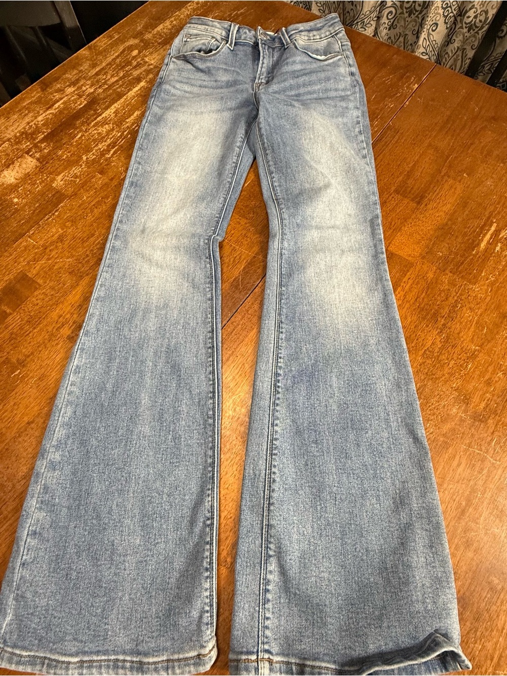 Risen Jeans Size 3/26 Light Wash High Rise Flare Bell Bottom Stretch Denim